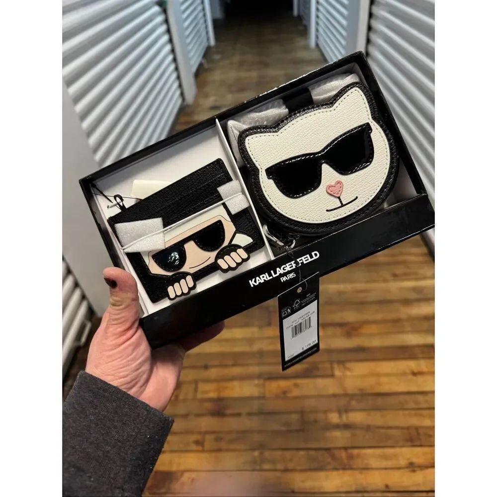 Karl lagerfield card case/wallet & Choupette kitty/cat micro crossbody purse nwt